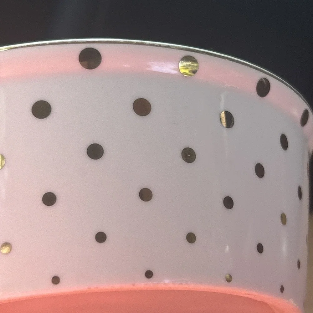 Small Fido's Diner Pet Bowl White w/gold Polka Dots & Pawprint Food Water Bowl